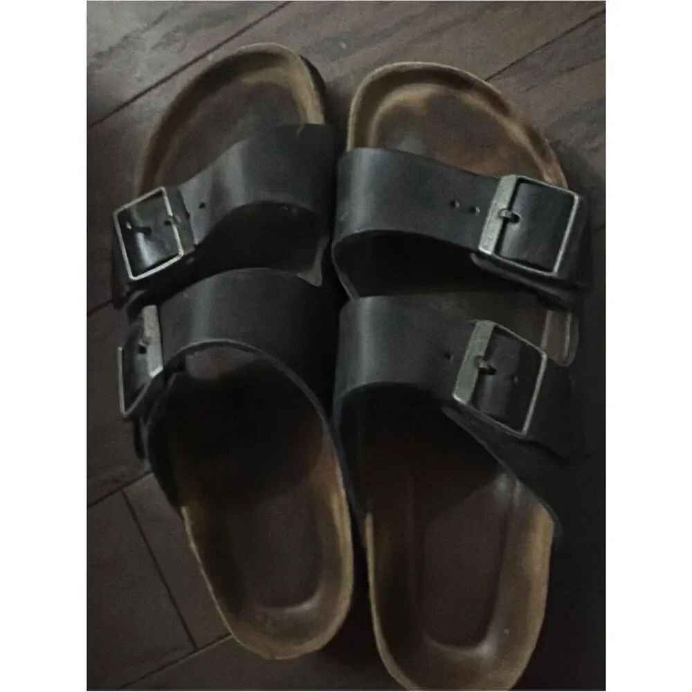 Birkenstock Arizona Soft Footbed Nubuk Leather Black women sz 7